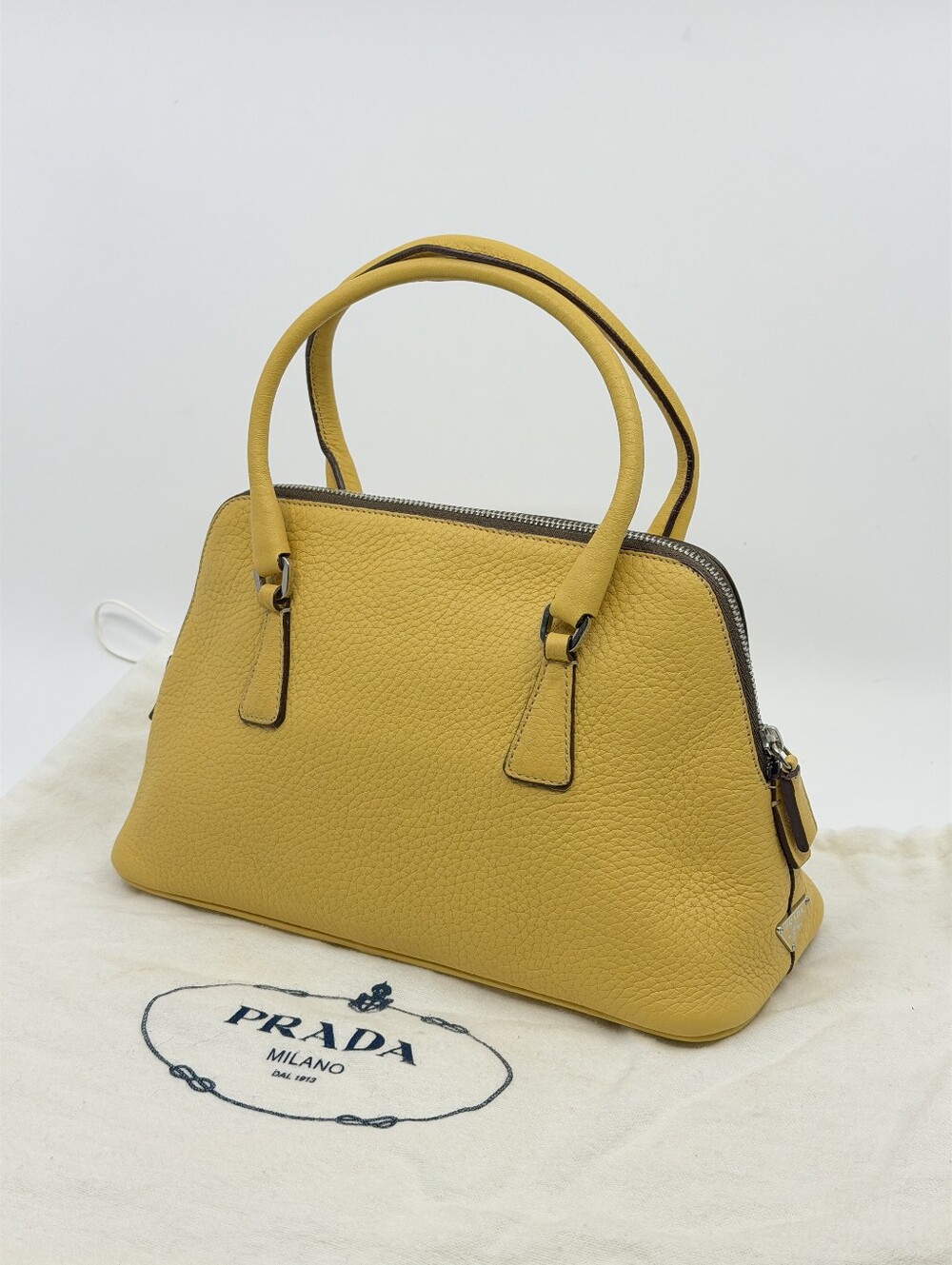 Prada Vitello Daino Leather Bowling Mini Bag